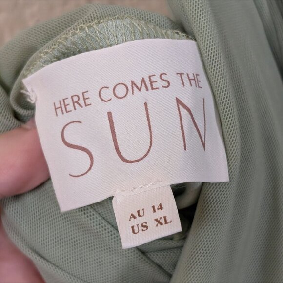 Here Comes the Sun Lustre Open Back Mesh Maxi Dress sz 10 Saige Green Fairy - Picture 9 of 11
